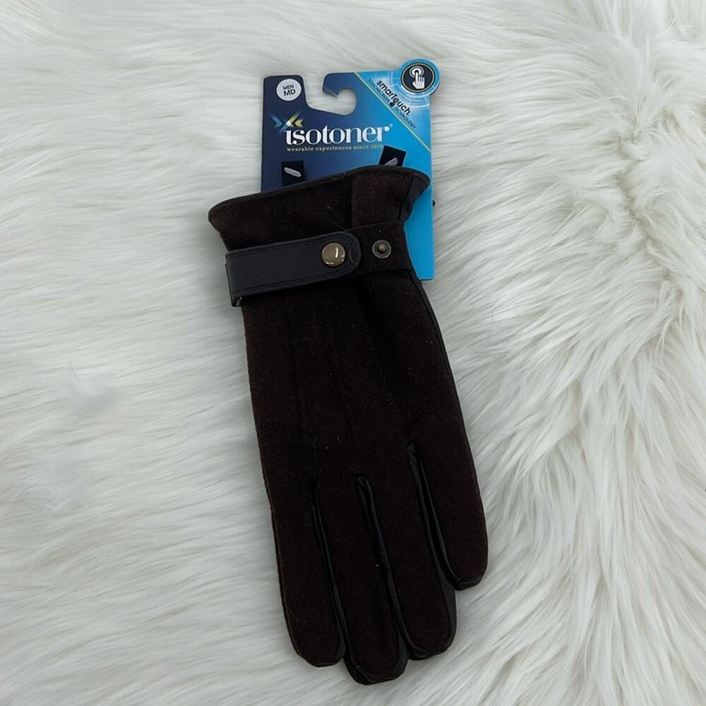 Isotoner Men's Leather Smart Touch Gloves - Saddle - Medium - New with tags